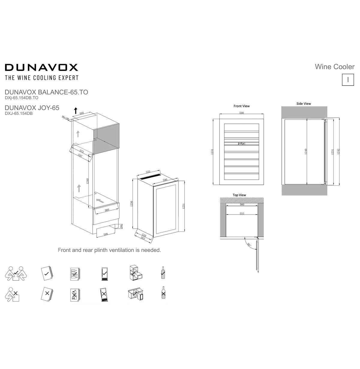 Dunavox DXJ-65.154DB Inbouw Wijnkoelkast | 2 Zones, foto 6